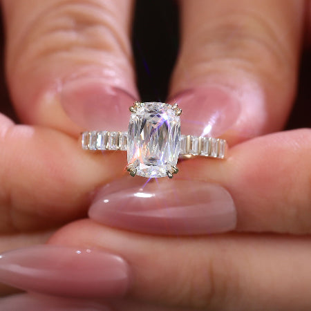 4 tcw cushion cut prong moissanite engagement ring