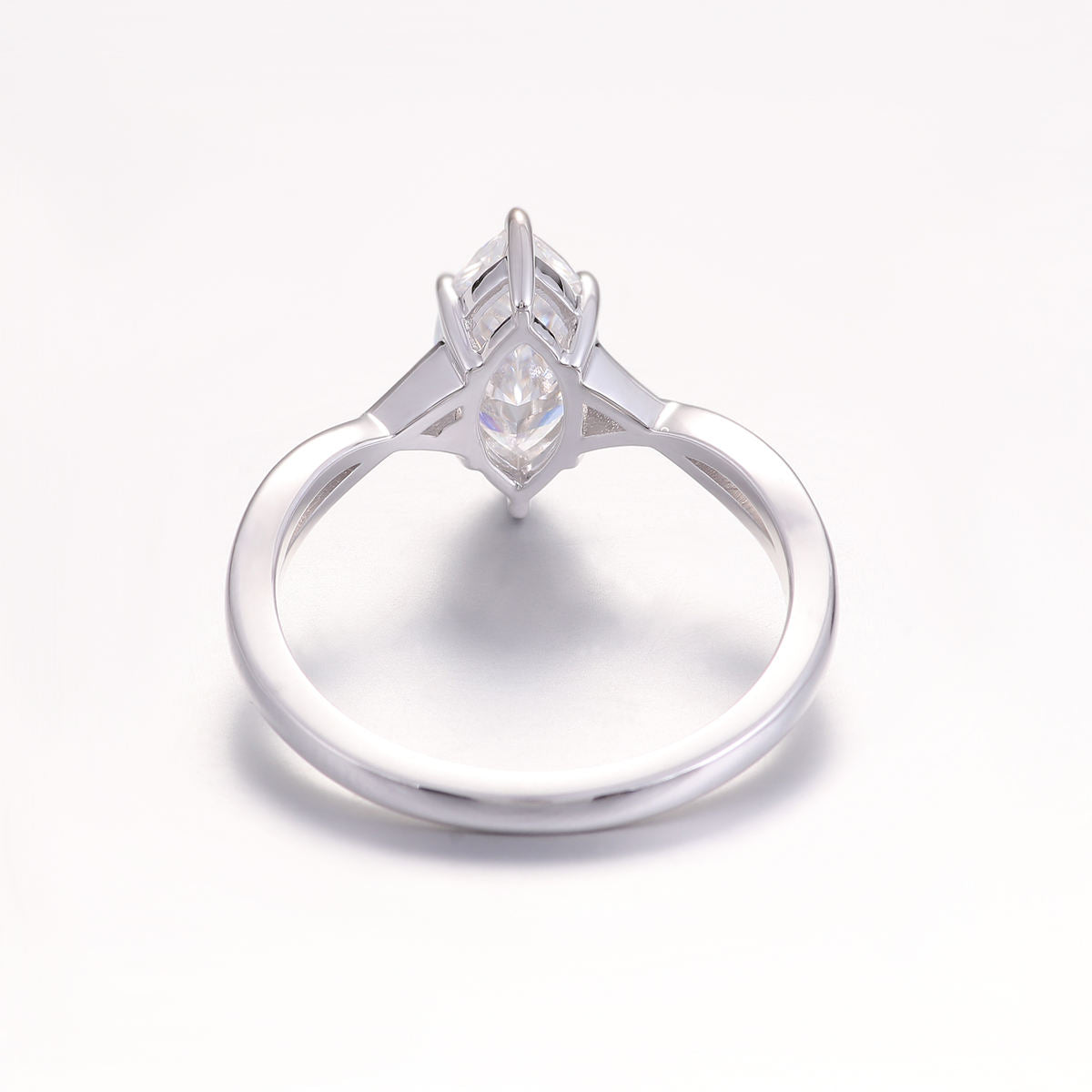 2ct marquise cut moissanite engagement ring in 14k white gold solitaire setting for women featuring brilliant diamond alternative gemstone
