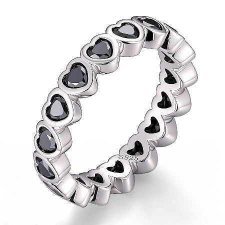 black diamond heart shape wedding band