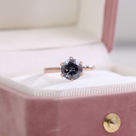 vintage round salt & pepper diamond ring for women