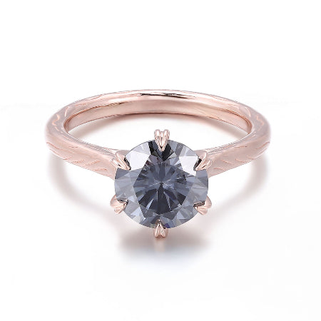 vintage round salt & pepper diamond ring for women