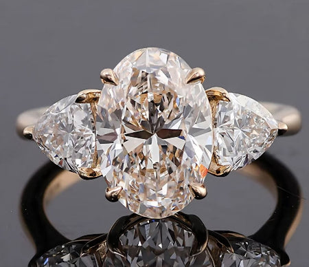 3 TCW Oval Brilliant Cut Three Stone Moissanite Engagement Ring
