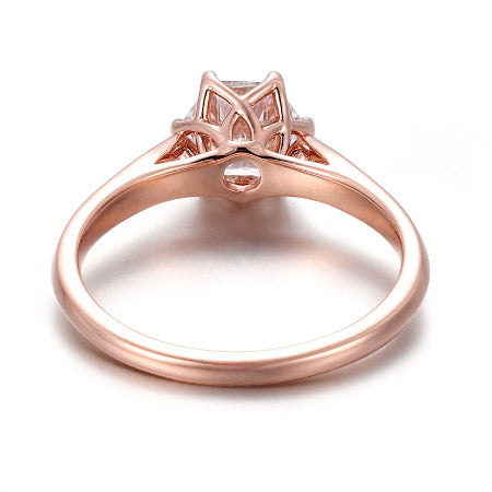 rose gold hexagon moissanite engagement ring – unique geometric solitaire ring for women