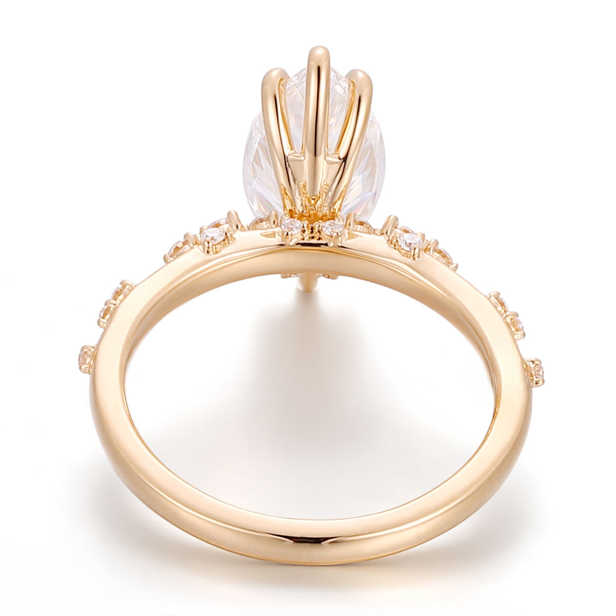 marquise moissanite engagement ring in 14k rose gold | diamond accent ring