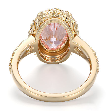 pink oval cut lab grown engagement ring