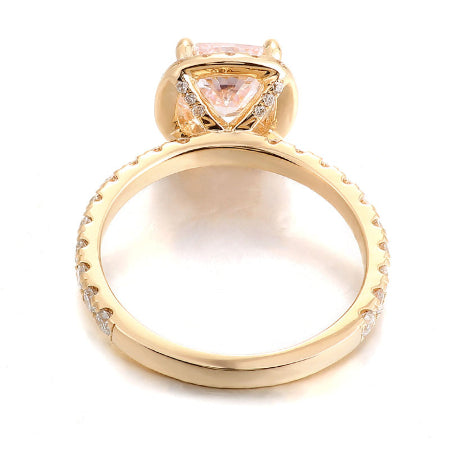 pink cushion cut  engagement ring in compass prong style