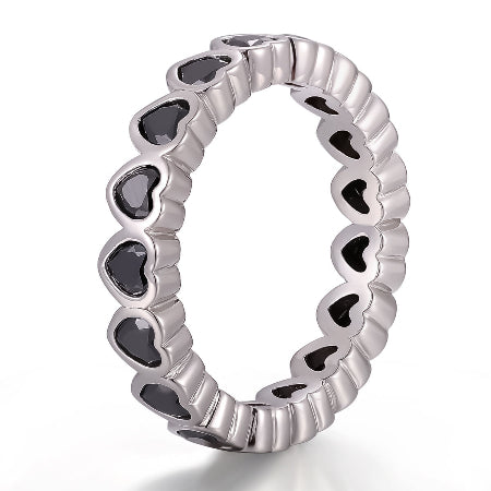 black diamond heart shape wedding band