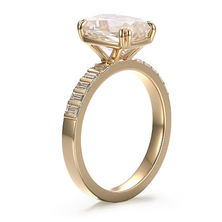 elogated cushion lab grown engagement ring