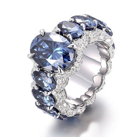 oval blue sapphire engagement ring | luxury halo diamond ring