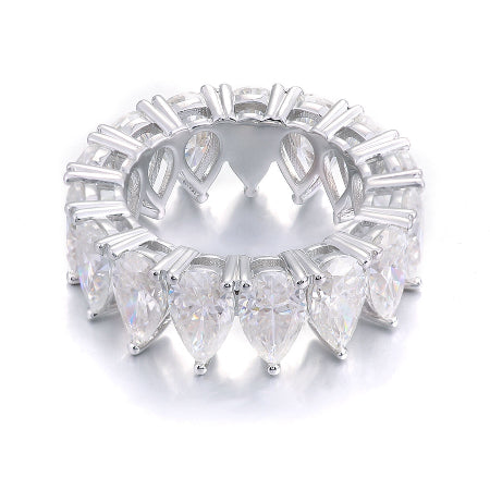 14k solid gold pear diamond eternity wedding band featuring full eternity pear-cut diamonds. luxury anniversary ring, stackable bridal band, and handmade fine jewelry.