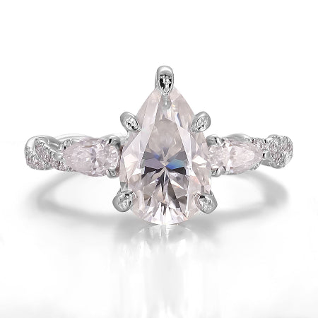 pear cut diamond engagement ring in white gold | vintage inspired bridal ring