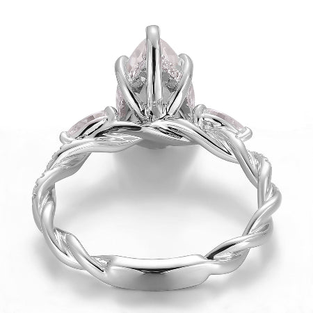 pear cut diamond engagement ring in white gold | vintage inspired bridal ring