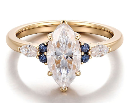 3Ct Marquise Cut Moissanite Ring Women Engagement Ring