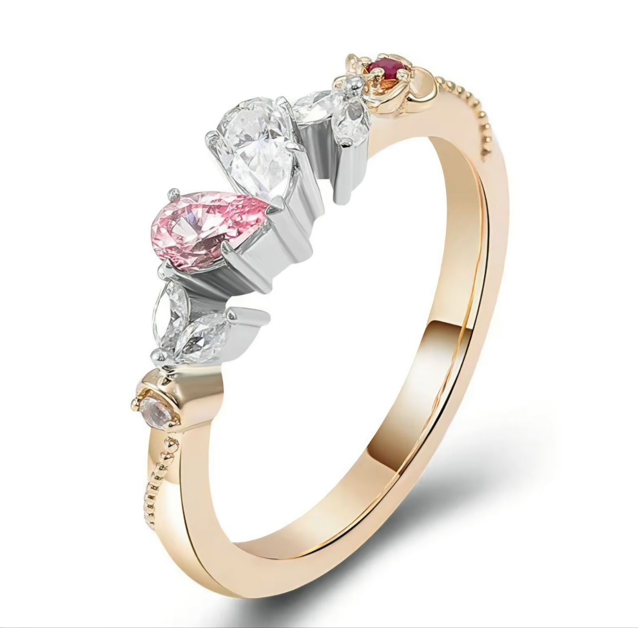 pink pear diamond toi et moi ring | 14k solid gold floral engagement ring