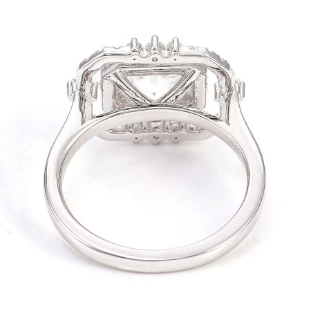 Radiant Cut Double Halo Engagement Ring in 14K White Gold featuring Moissanite Diamond Center Stone
