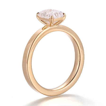 radiant cut solitaire engagement ring in 14k solid yellow gold with minimalist polished band