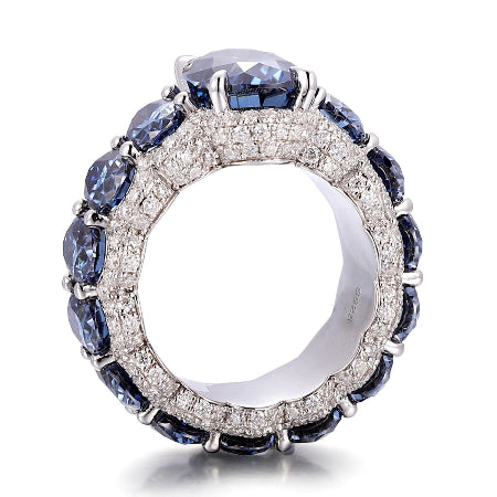oval blue sapphire engagement ring | luxury halo diamond ring