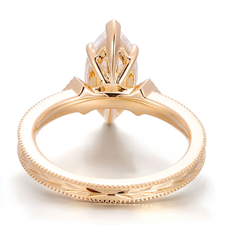 vintage marquise cut engagement ring | elegant milgrain solitaire ring