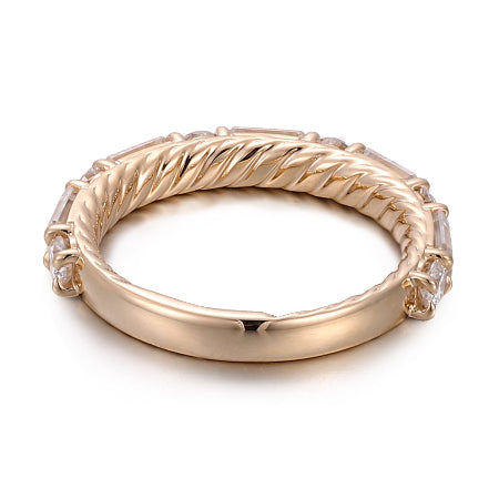 baguette and round cut wedding band in 14k gold