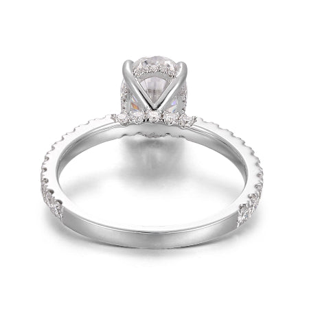 classic comfort fit cathedral oval cut moissanite engagement ring