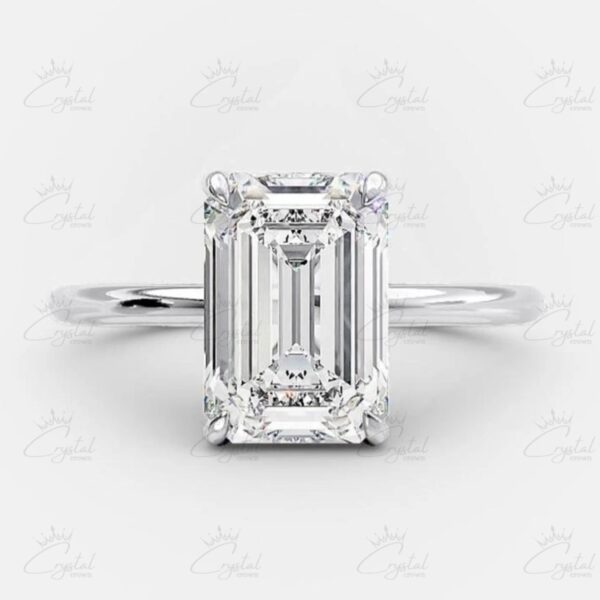 3CT Elongated Emerald Cut Moissanite Engagement Ring 14K Solid Gold Solitaire Ring Emerald Cut Diamond Wedding Ring Anniversary Ring